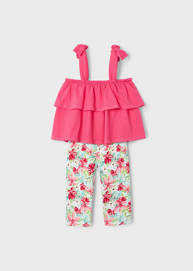 Mayoral Conjunto leggings pirata e top folhos menina