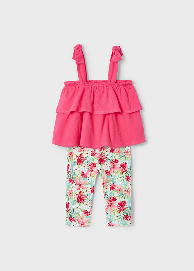 Mayoral Conjunto leggings pirata e top folhos menina