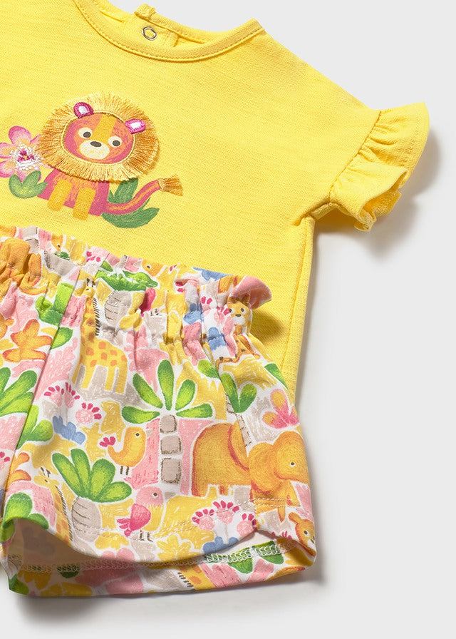 Mayoral Conjunto calções estampados e t-shirt recém nascida