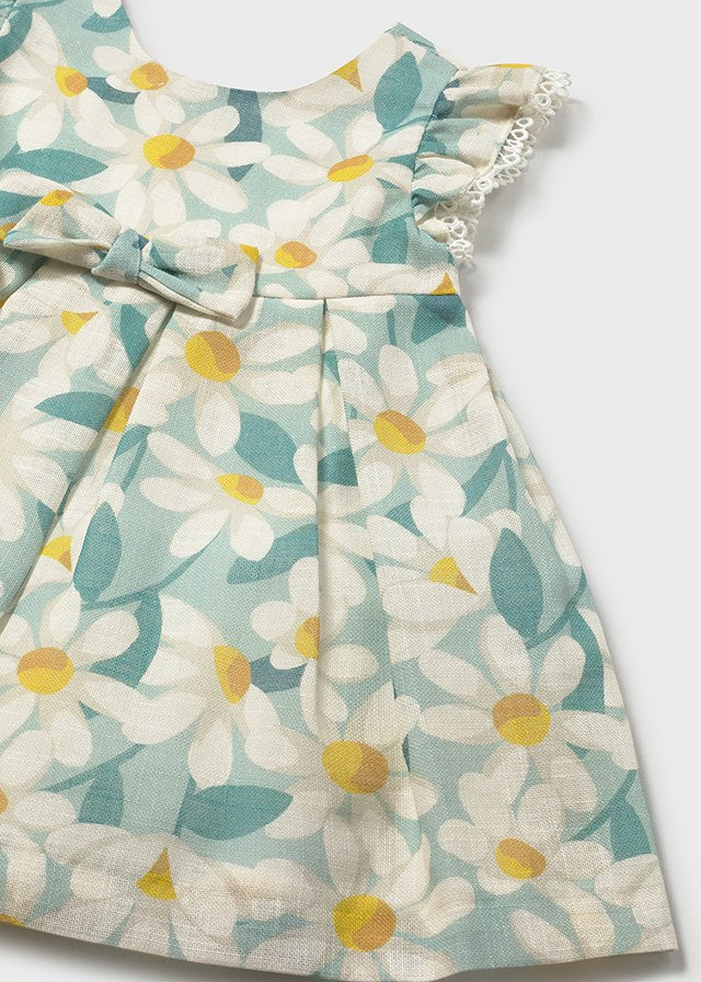 Mayoral Vestido cerimónia folhos e estampado flores bebé
