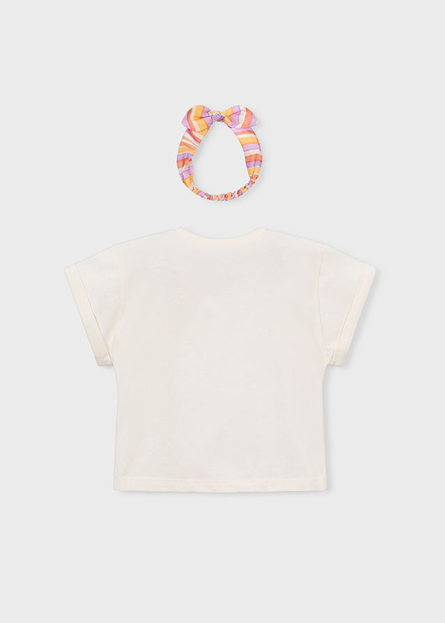 Mayoral T-shirt com fita cabelo estampado menina