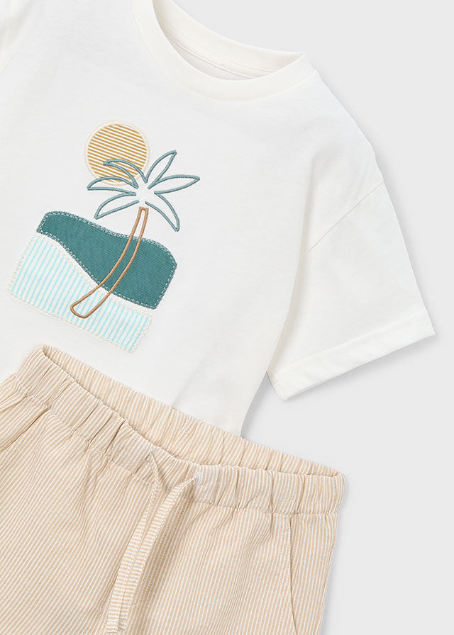 Mayoral Conjunto bermudas e t-shirt com bordado menino