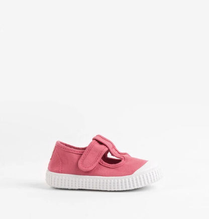 Victoria Sapato lona com velcro Framboesa