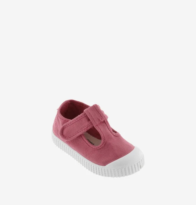 Victoria Sapato lona com velcro Framboesa