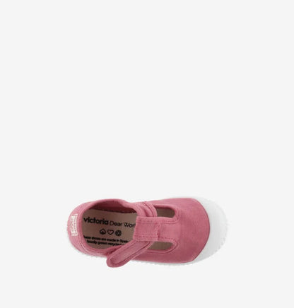 Victoria Sapato lona com velcro Framboesa