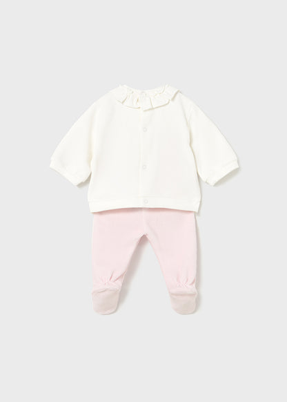 Mayoral Conjunto calças com pés e sweat recém nascida