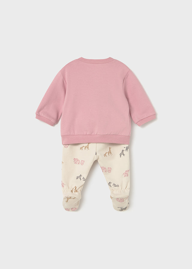 Mayoral Conjunto calças com pés e sweat recém nascida