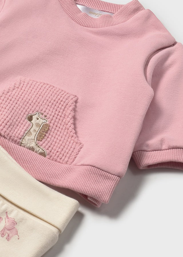Mayoral Conjunto calças com pés e sweat recém nascida
