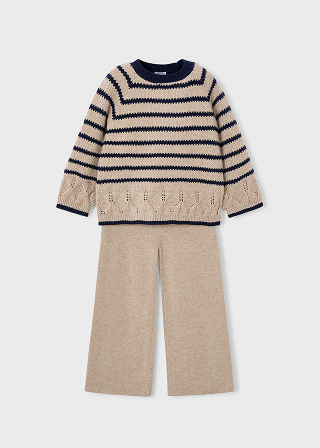 Mayoral Conjunto calças e camisola riscas menina