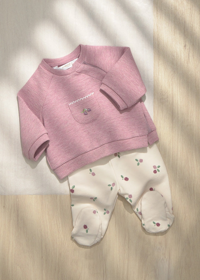 Mayoral Conjunto calças com pés e sweat recém nascida