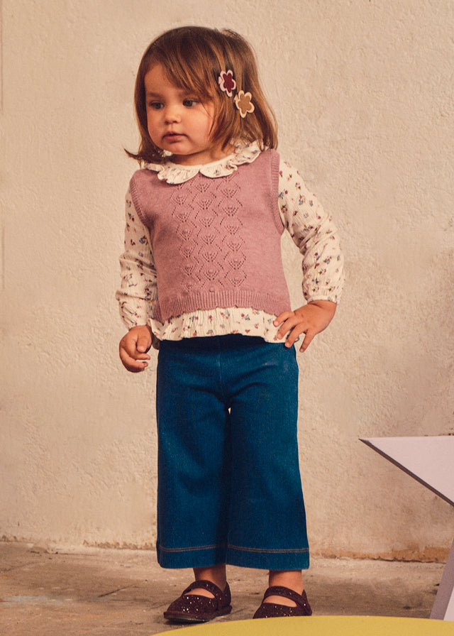 Mayoral Conjunto calças e blusa com colete bebé