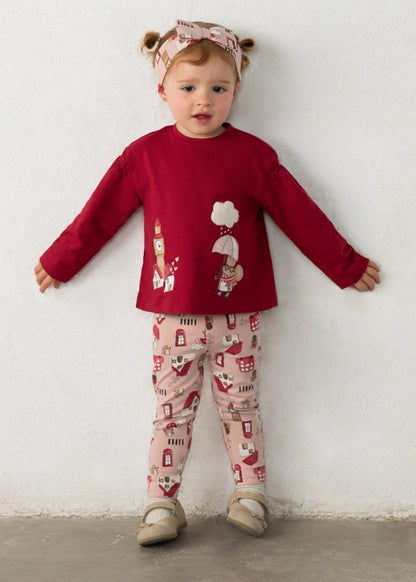 Mayoral Conjunto com fita e leggings estampado bebé