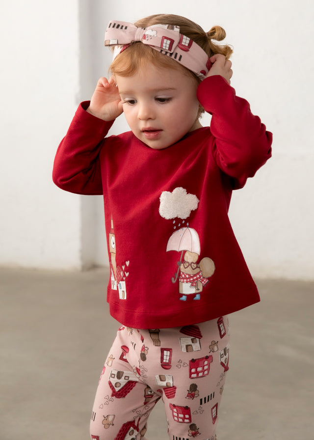 Mayoral Conjunto com fita e leggings estampado bebé