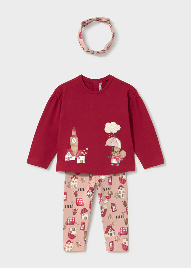 Mayoral Conjunto com fita e leggings estampado bebé