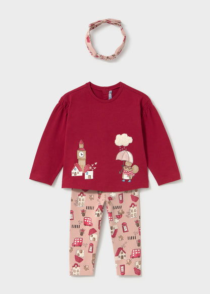 Mayoral Conjunto com fita e leggings estampado bebé