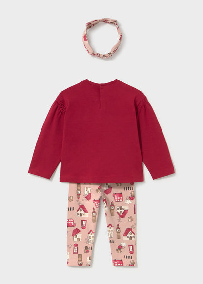 Mayoral Conjunto com fita e leggings estampado bebé