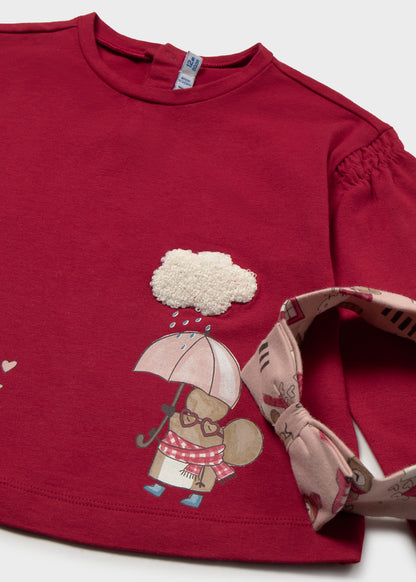 Mayoral Conjunto com fita e leggings estampado bebé