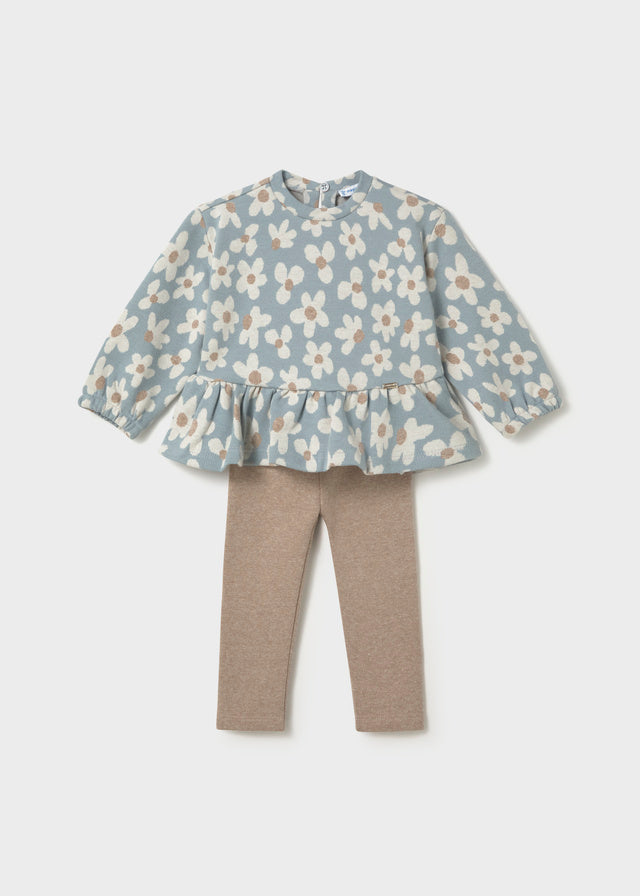 Mayoral Conjunto blusa estampada e calça bebé