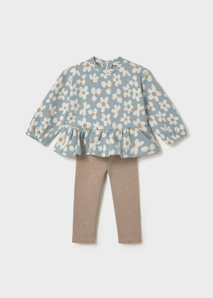 Mayoral Conjunto blusa estampada e calça bebé