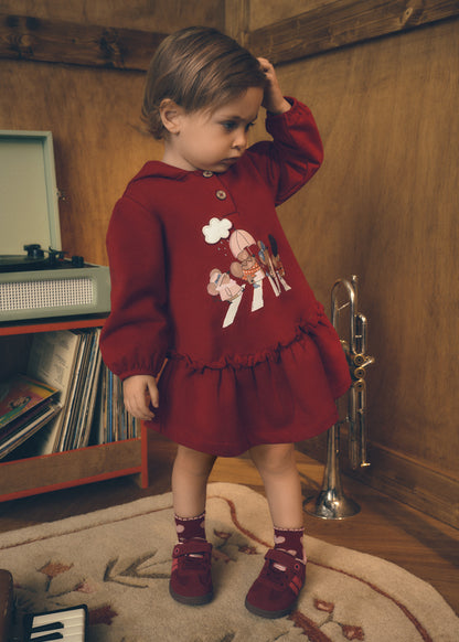 Mayoral Vestido com capuz folhos bebé