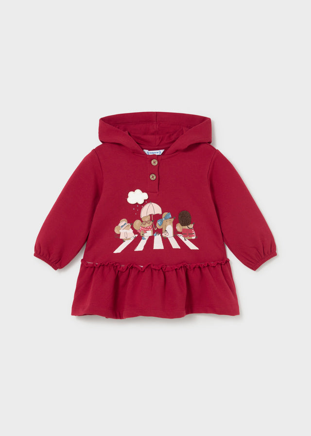 Mayoral Vestido com capuz folhos bebé