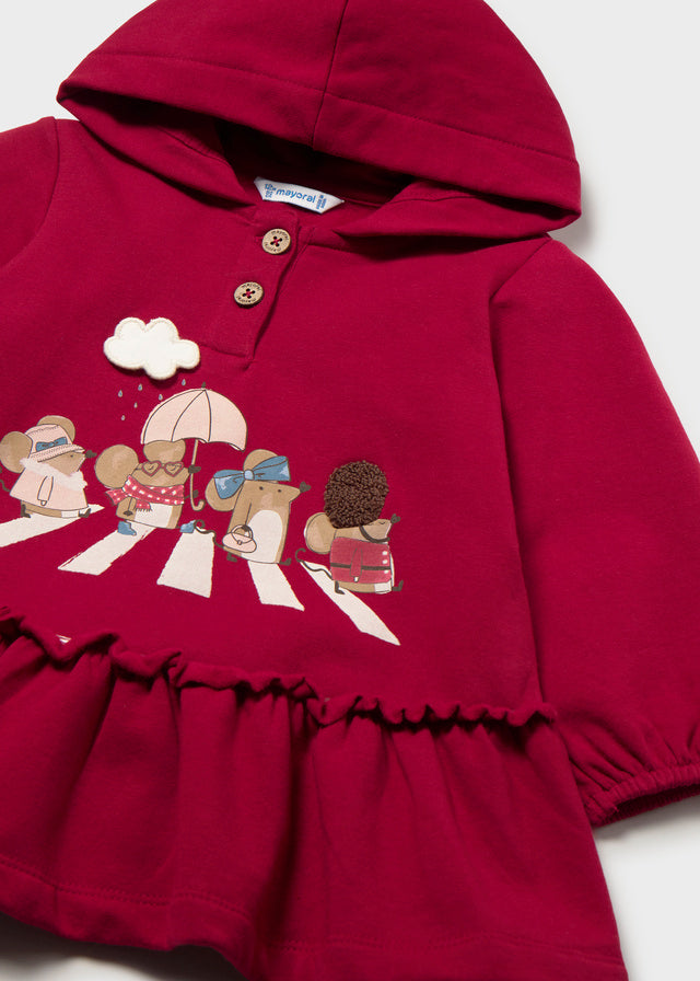 Mayoral Vestido com capuz folhos bebé