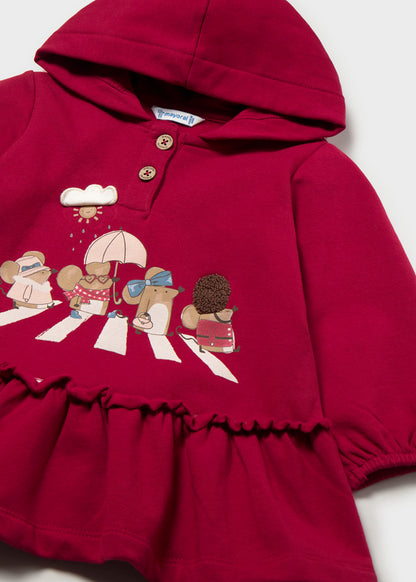 Mayoral Vestido com capuz folhos bebé
