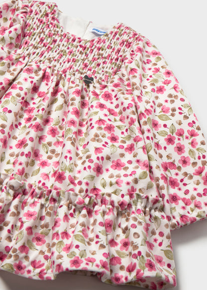 Mayoral Vestido veludo estampado bebé