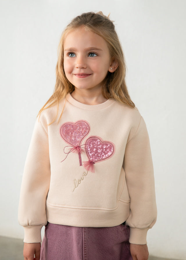 Sweat aplicação com corações menina