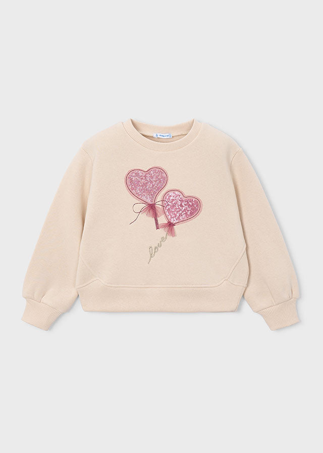 Sweat aplicação com corações menina