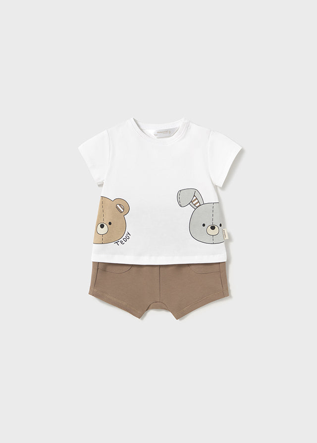 Mayoral Conjunto calções e t-shirt animais recém nascido