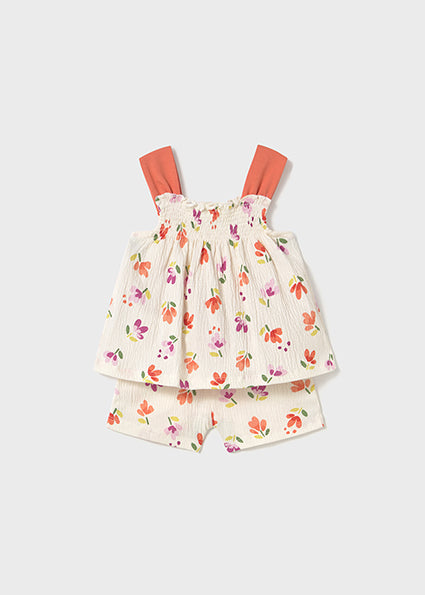 Mayoral Conjunto calção e camisola alças bambula bebé