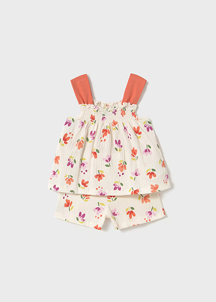 Mayoral Conjunto calção e camisola alças bambula bebé