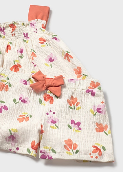 Mayoral Conjunto calção e camisola alças bambula bebé