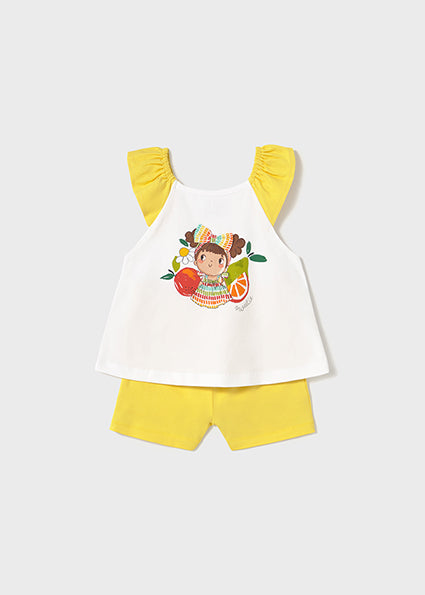 Mayoral Conjunto calção e camisola alças serigrafia bebé