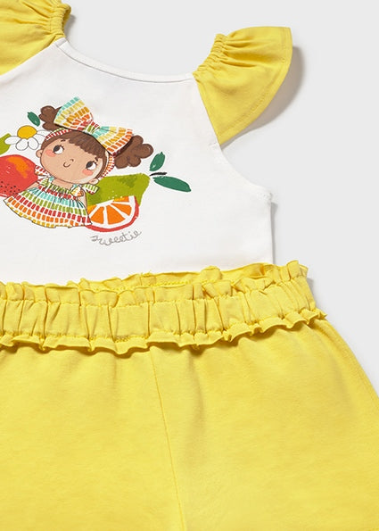 Mayoral Conjunto calção e camisola alças serigrafia bebé