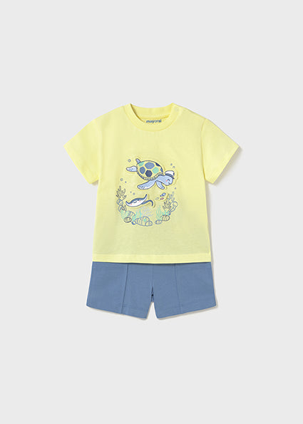 Mayoral Conjunto bermudas e t-shirt fundo do mar bebé