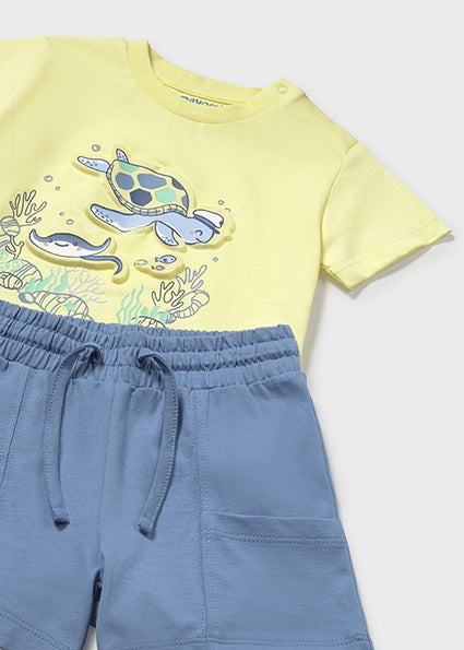 Mayoral Conjunto bermudas e t-shirt fundo do mar bebé