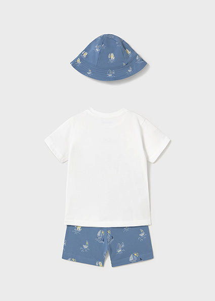 Mayoral Conjunto 3 peças com chapéu estampado bebé