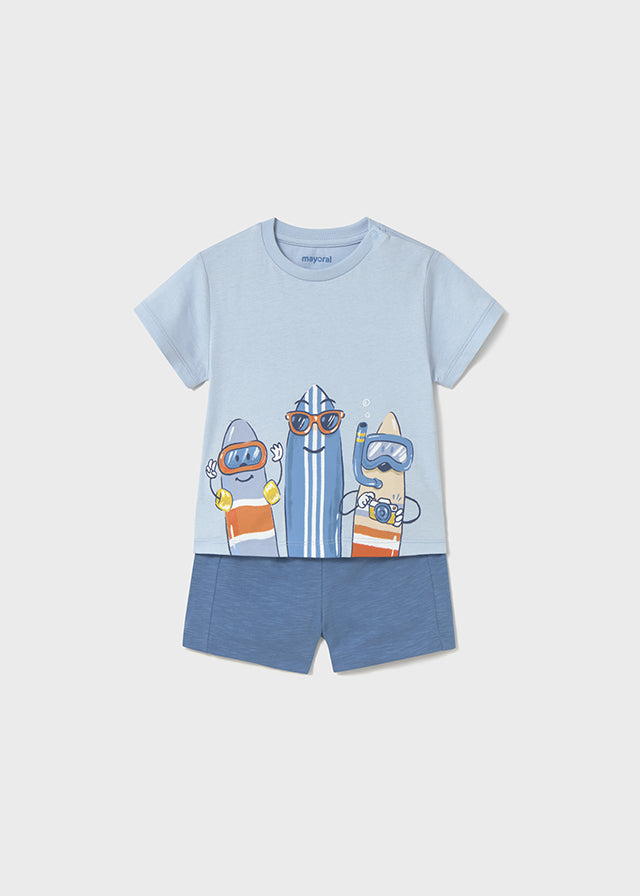 Mayoral Conjunto bermudas e t-shirt surf bebé