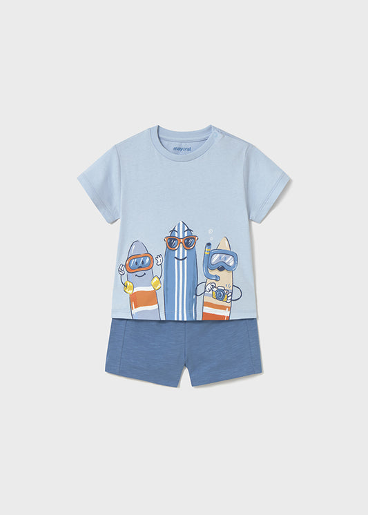 Mayoral Conjunto bermudas e t-shirt surf bebé
