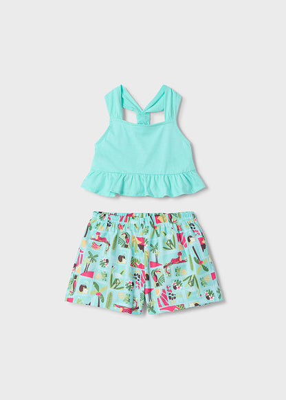 Mayoral Conjunto calção estampado e t-shirt menina