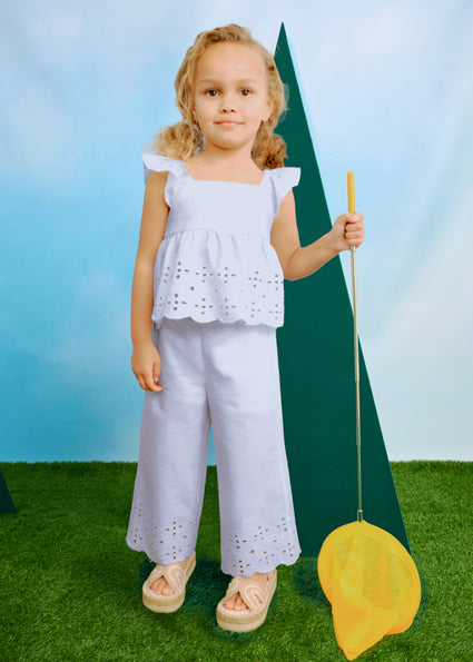 Mayoral Conjunto calças e top perfurados menina