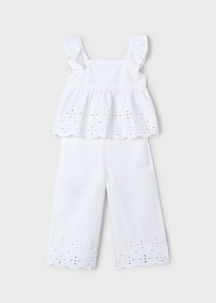 Mayoral Conjunto calças e top perfurados menina