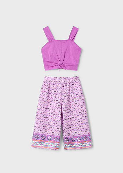 Mayoral Conjunto calças estampadas e top menina