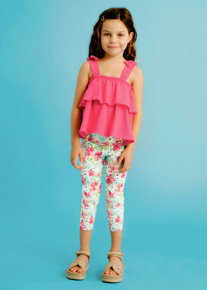 Mayoral Conjunto leggings pirata e top folhos menina