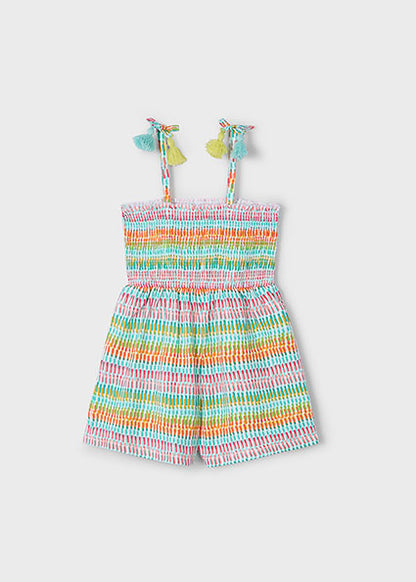 Mayoral Macacão curto estampado ninho de abelha menina