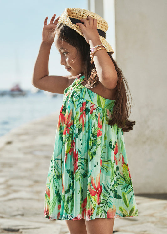 Mayoral Vestido plissado tropical menina