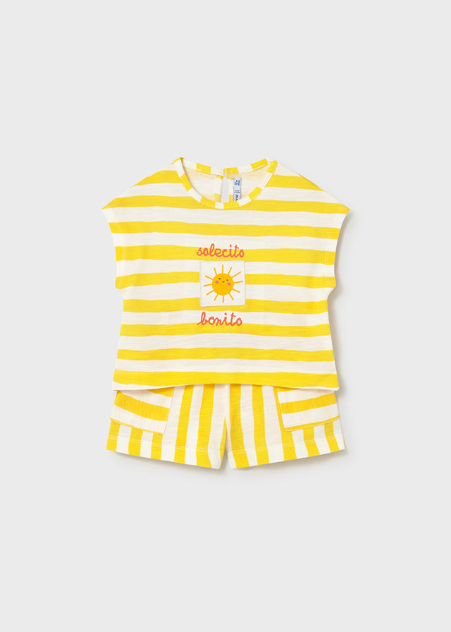 Mayoral Conjunto calção e t-shirt riscas bebé