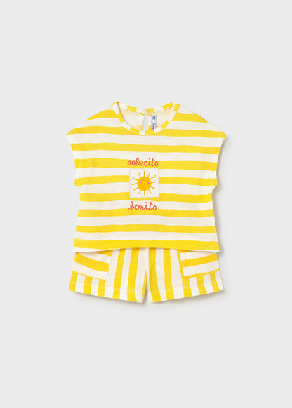 Mayoral Conjunto calção e t-shirt riscas bebé